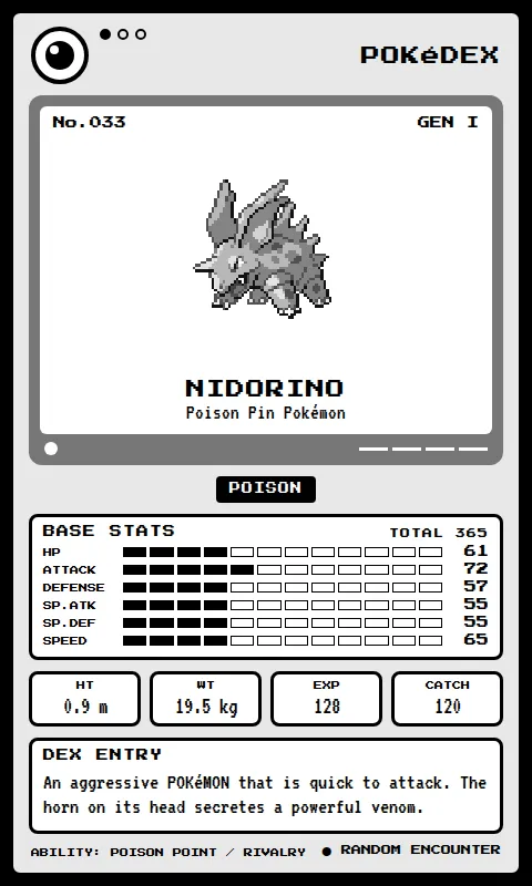 Pokédex dashboard rendered on a 480×800 e-ink panel